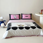 Duvet Cover Set Cotton Satin Reversible With Pillowcases