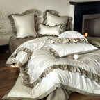 Duvet Cover Set Cotton Satin Rose Embroidery