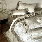 Duvet Cover Set Cotton Satin Rose Embroidery