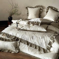 Duvet Cover Set Cotton Satin Rose Embroidery