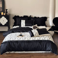 Duvet Cover Set Cotton Satin Ruffle & Floral Embroidery