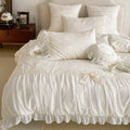 Duvet Cover Set Cotton-Satin Ruffled Frill & Bow