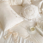 Duvet Cover Set Cotton-Satin Ruffled Frill & Bow