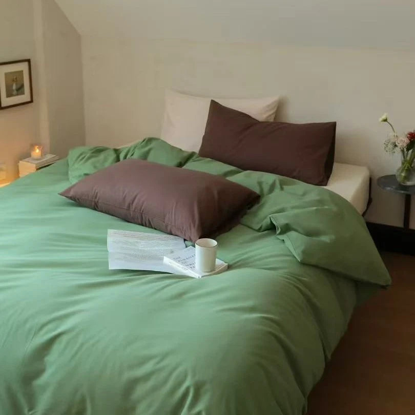 Duvet Cover Set Cotton Satin Temperature-Regulating 4-Piece