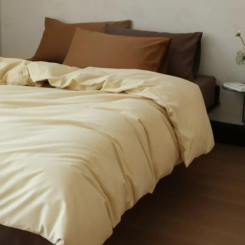 Duvet Cover Set Cotton Satin Temperature-Regulating 4-Piece