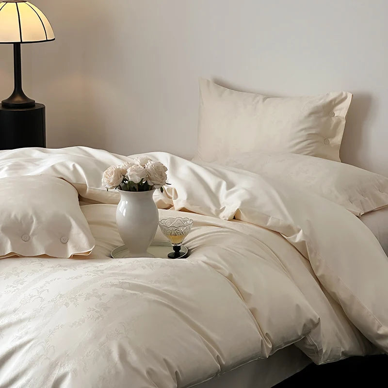 Duvet Cover Set Cotton Satin Tonal Jacquard
