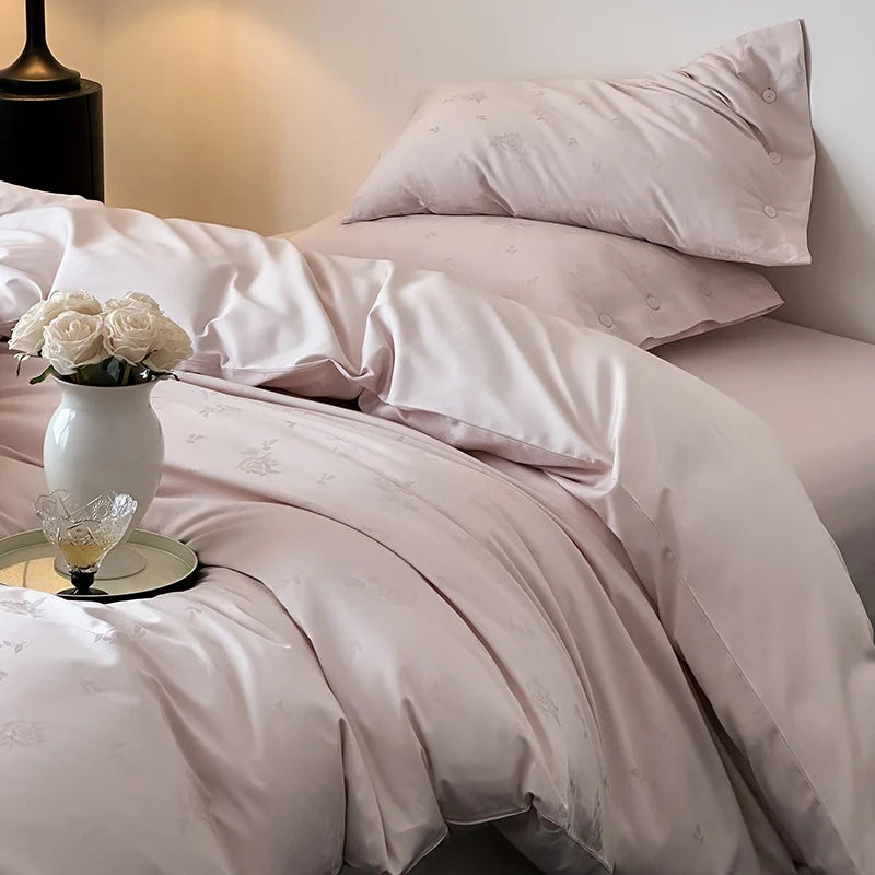 Duvet Cover Set Cotton Satin Tonal Jacquard