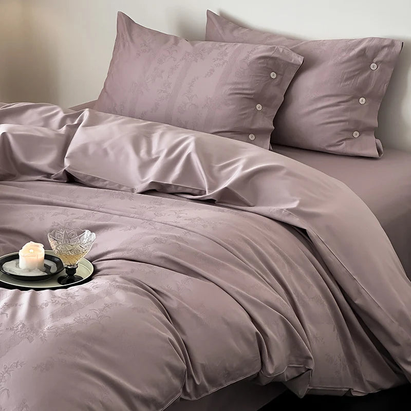 Duvet Cover Set Cotton Satin Tonal Jacquard