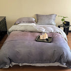 Duvet Cover Set Cotton Satin Tonal Jacquard Reversible
