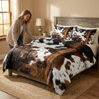 Duvet Cover Set Cow Print Lightweight Polyester