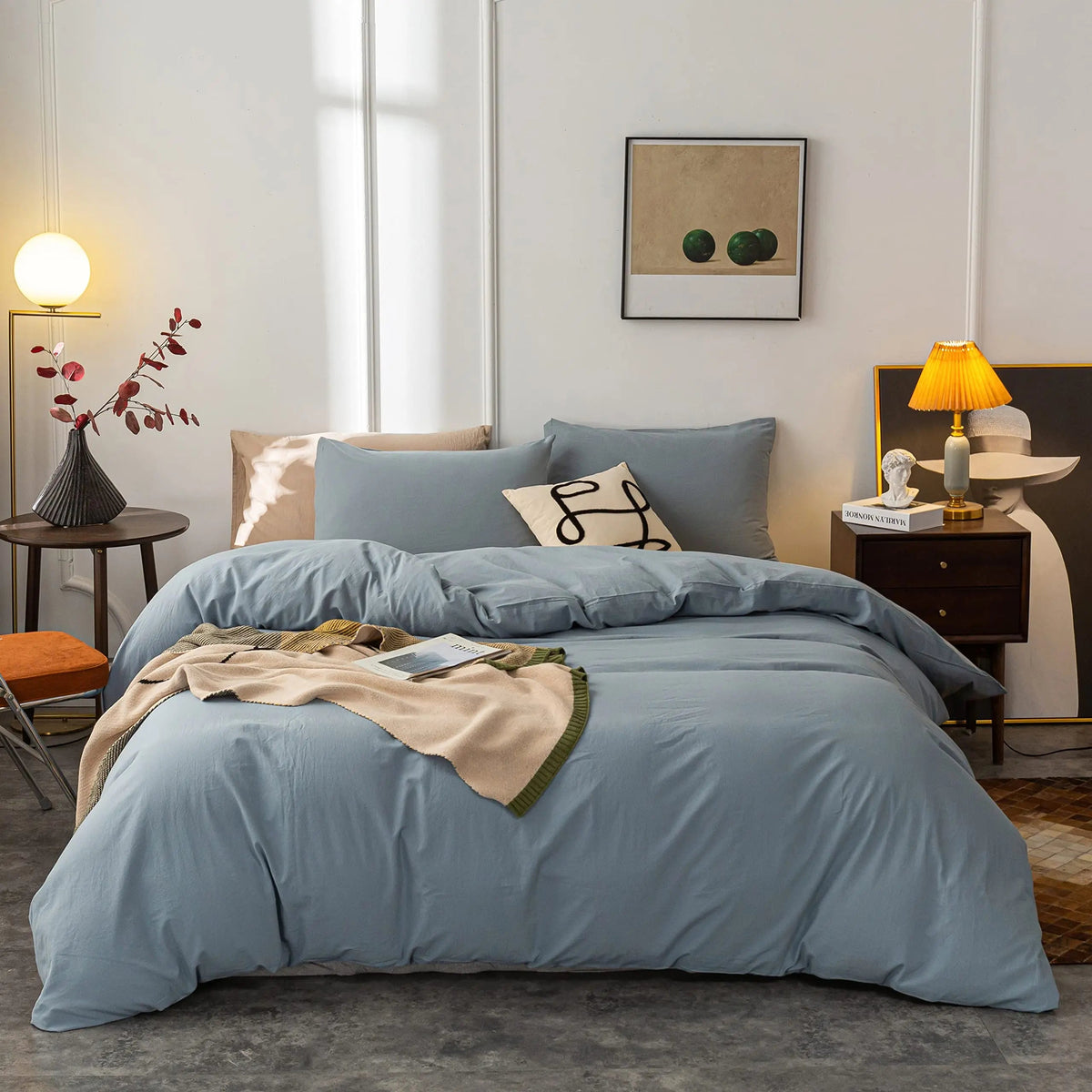 Duvet Cover Set Double-Brushed Microfiber Zippered & Corner Ties