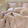 Duvet Cover Set Embroidered Floral Lace & Ruffles