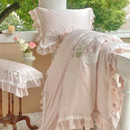 Duvet Cover Set Embroidered Floral Lace & Ruffles