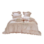Duvet Cover Set Embroidered Floral Lace & Ruffles