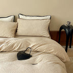 Duvet Cover Set Fine Cotton Satin Reversible Contrast Piping