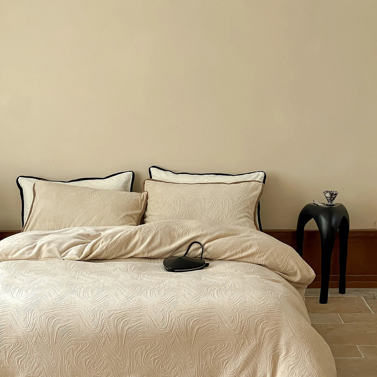 Duvet Cover Set Fine Cotton Satin Reversible Contrast Piping