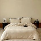 Duvet Cover Set Fine Cotton Satin Reversible Contrast Piping