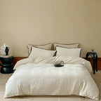 Duvet Cover Set Fine Cotton Satin Reversible Contrast Piping