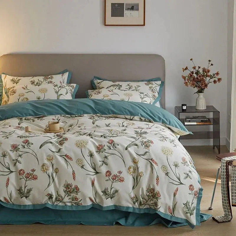 Duvet Cover Set Floral Soft Microfiber Hidden Zipper