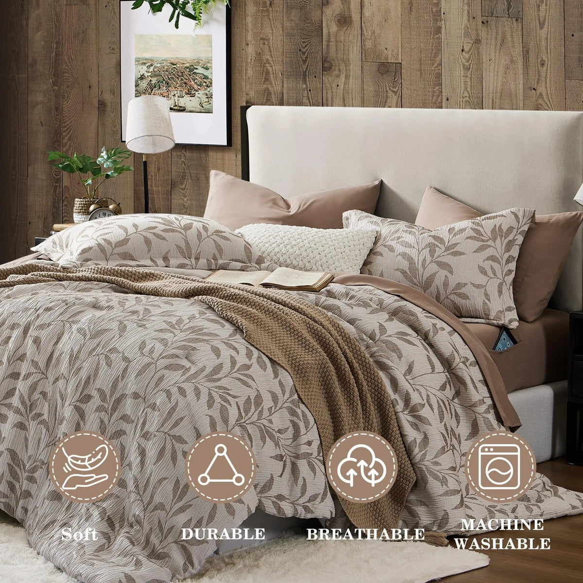 Duvet Cover Set Floral Soft Microfiber Hidden Zipper