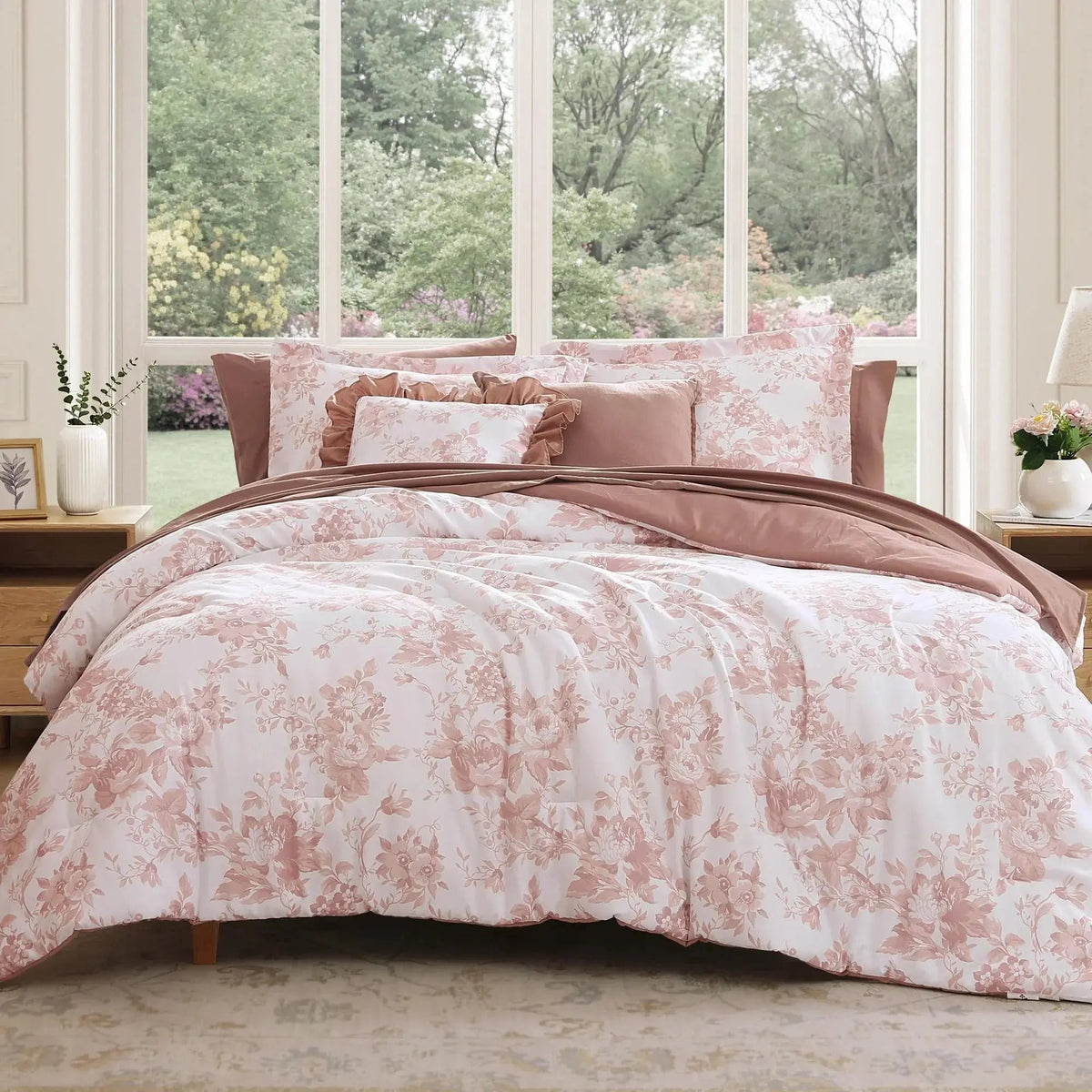 Duvet Cover Set Floral Soft Microfiber Hidden Zipper