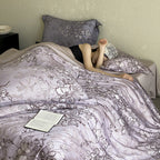 Duvet Cover Set Jacquard Tonal Floral & Silky-Matte 4-Piece