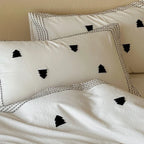 Duvet Cover Set Linen-Cotton Blend Embroidered & Striped Border