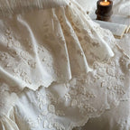 Duvet Cover Set Linen-Cotton Breathable Embroidered Lace & Ruffle