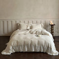Duvet Cover Set Linen-Cotton Breathable Embroidered Lace & Ruffle