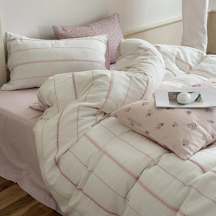Duvet Cover Set Linen-Cotton Breathable Reversible