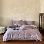 Duvet Cover Set Mako Satin Leaf Embroidery