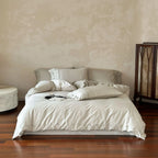 Duvet Cover Set Mako Satin Leaf Embroidery