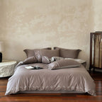 Duvet Cover Set Mako Satin Leaf Embroidery