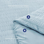 Duvet Cover Set Microfiber Seersucker Zipper Eight Corner Ties