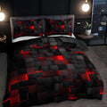 Duvet Cover Set Neon 3D Grid Microfiber Cotton Blend