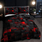 Duvet Cover Set Neon 3D Grid Microfiber Cotton Blend