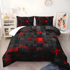 Duvet Cover Set Neon 3D Grid Microfiber Cotton Blend