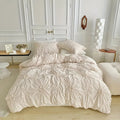 Duvet Cover Set Pinch-Pleat Floral Zipper & Corner Ties