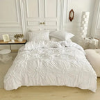 Duvet Cover Set Pinch-Pleat Floral Zipper & Corner Ties