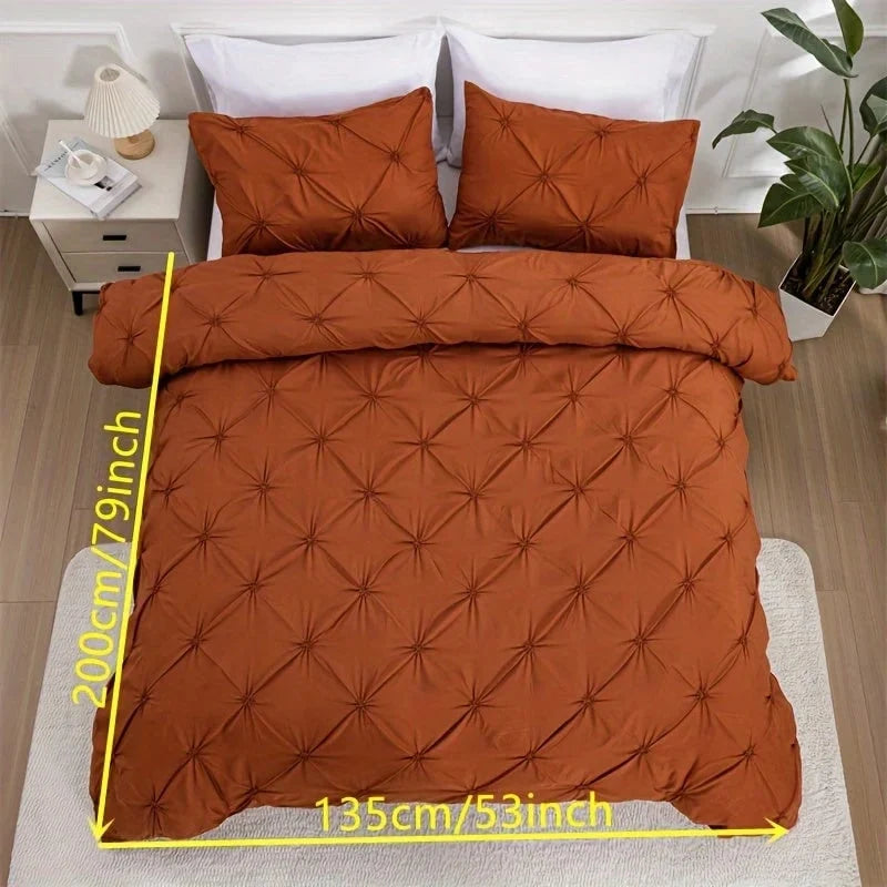 Duvet Cover Set Pintuck Diamond Texture Polyester Microfiber Three-Piece