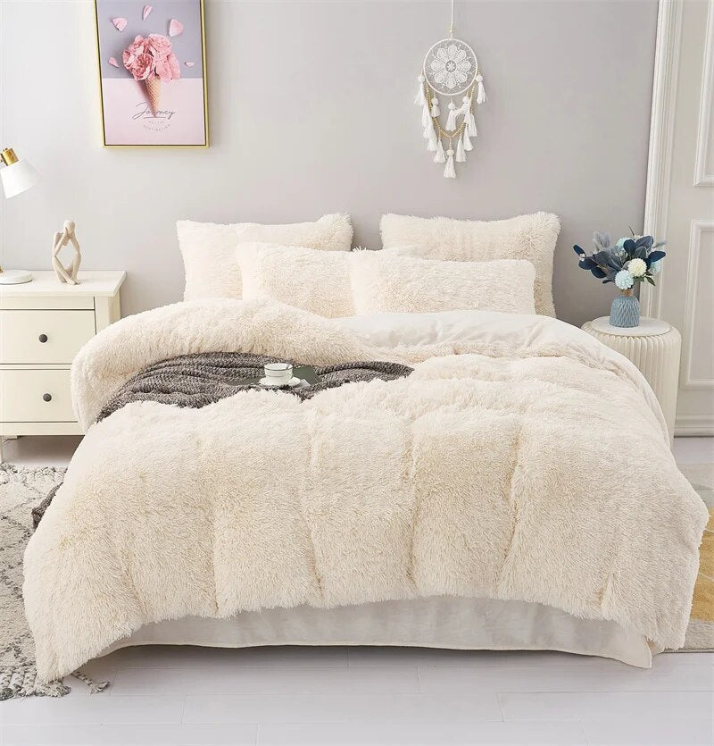 Duvet Cover Set Plush & Breathable Synthetic Mink Velvet