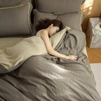 Duvet Cover Set Quilted Breathable Cotton Reversible 4-Piece