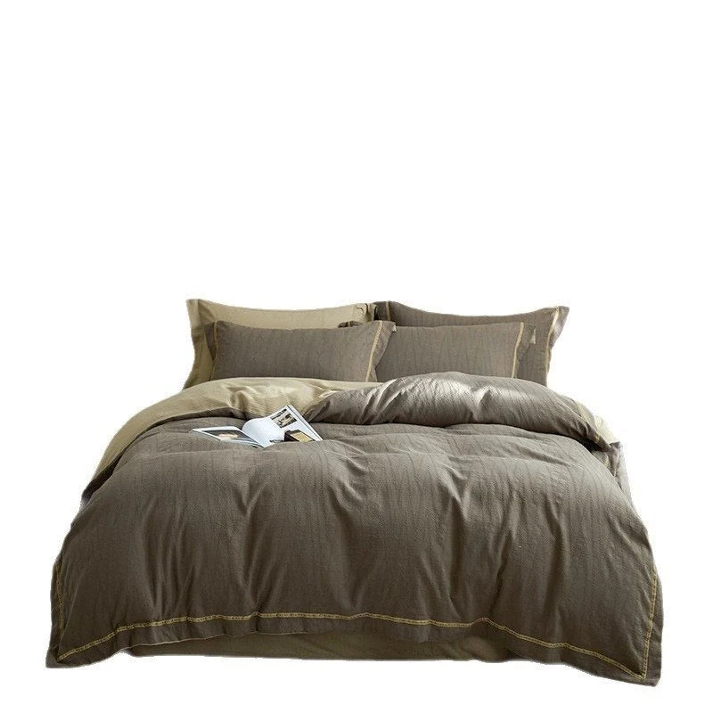Duvet Cover Set Quilted Breathable Cotton Reversible 4-Piece