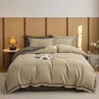 Duvet Cover Set Quilted Breathable Cotton Reversible 4-Piece