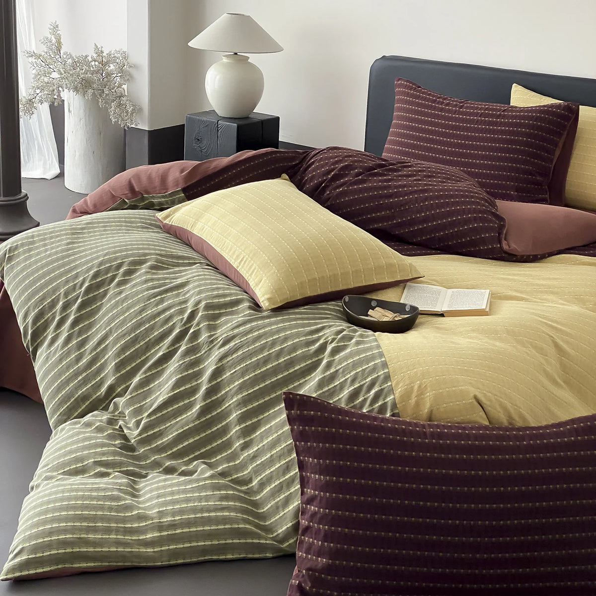 Duvet Cover Set Reversible Cotton Jersey Quilted