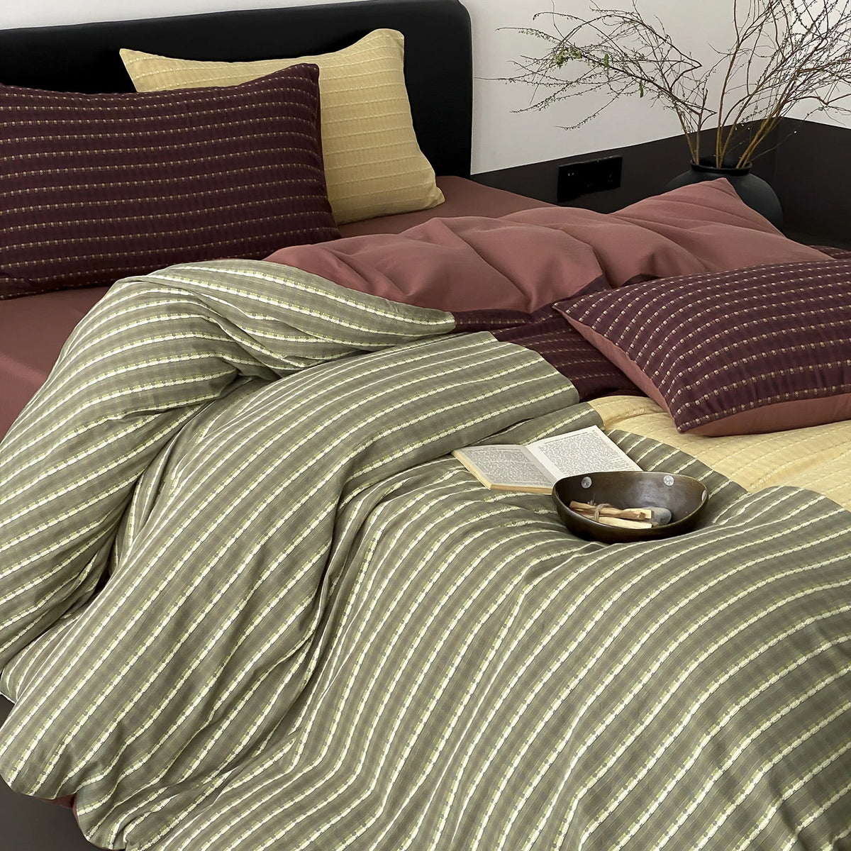 Duvet Cover Set Reversible Cotton Jersey Quilted