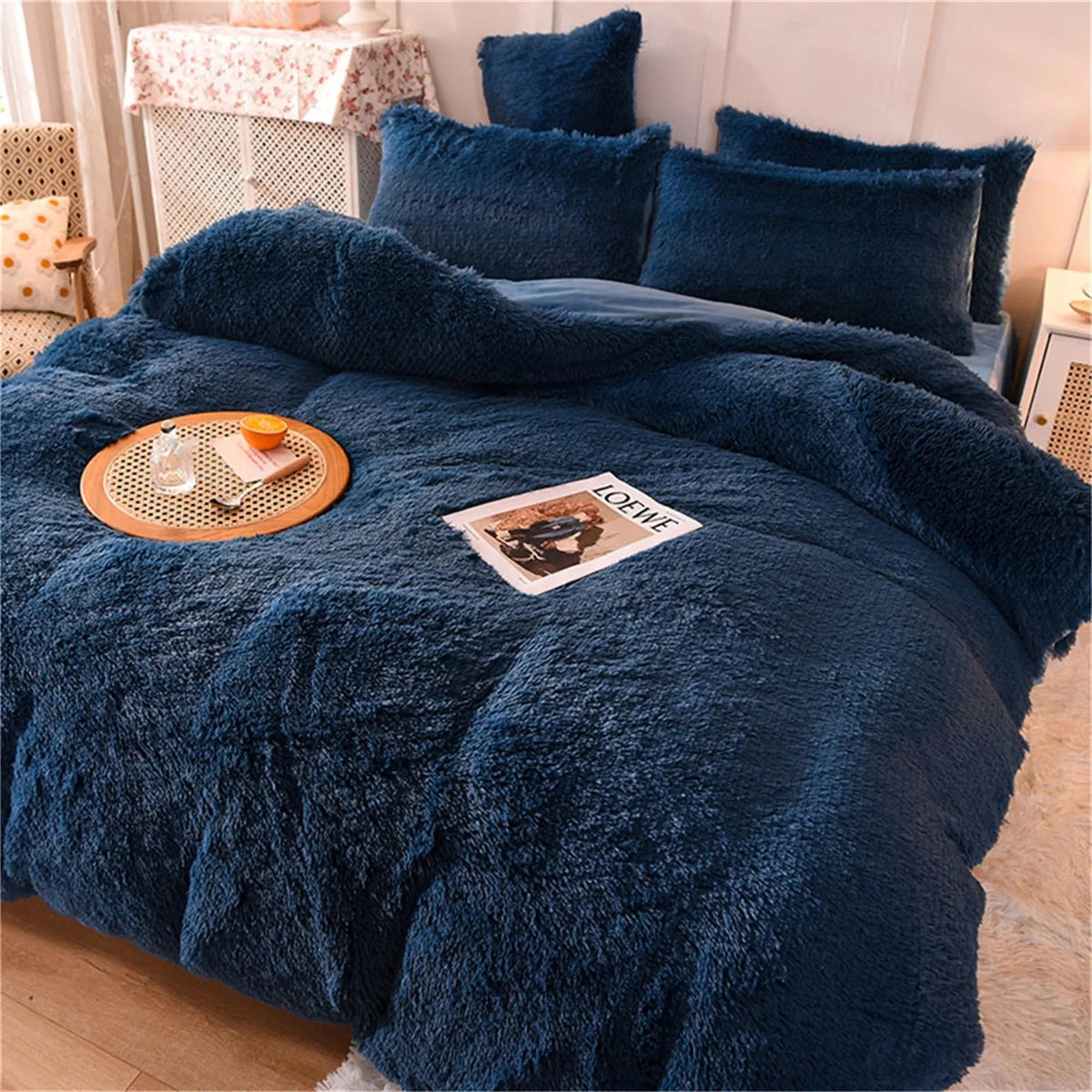 Duvet Cover Set Reversible Faux Fur & Velvet Machine Washable
