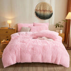 Duvet Cover Set Reversible Faux Fur & Velvet Machine Washable