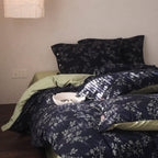 Duvet Cover Set Reversible Floral Linen-Cotton Button Closures