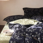 Duvet Cover Set Reversible Floral Linen-Cotton Button Closures